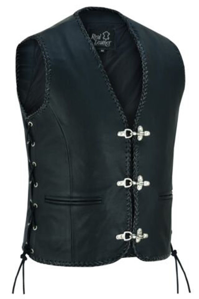 Mens Motorcycle Leather Vest Australian Western Gilet Fish Etsy