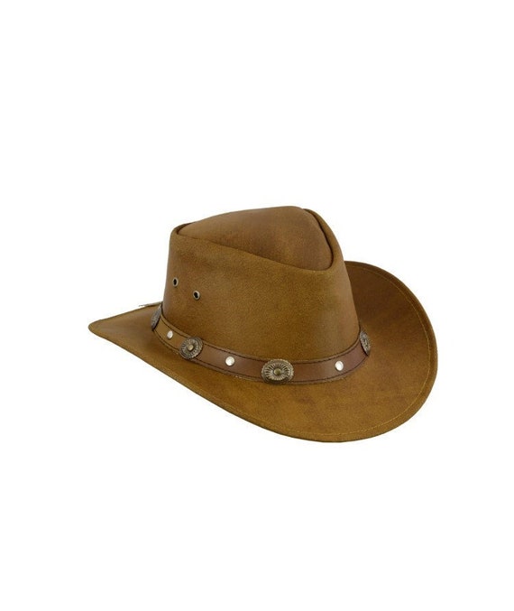 Fast shipping Cowboy Western Aussie style Tan brown suede Bush Leather Hat