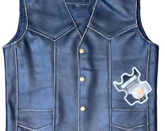 Kids Real Genuine Leather Waistcoat Biker Party Motorcycle Vest Boys & Girls