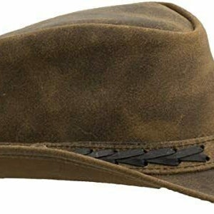 Men's Real Leather Australian Western Cowboy Style Tan Crazy Horse Bush Hats image 2