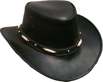 Bush Hoed Zwart Lederen Cowboy Western Aussie Stijl Australische Stijl Regen Bewijs
