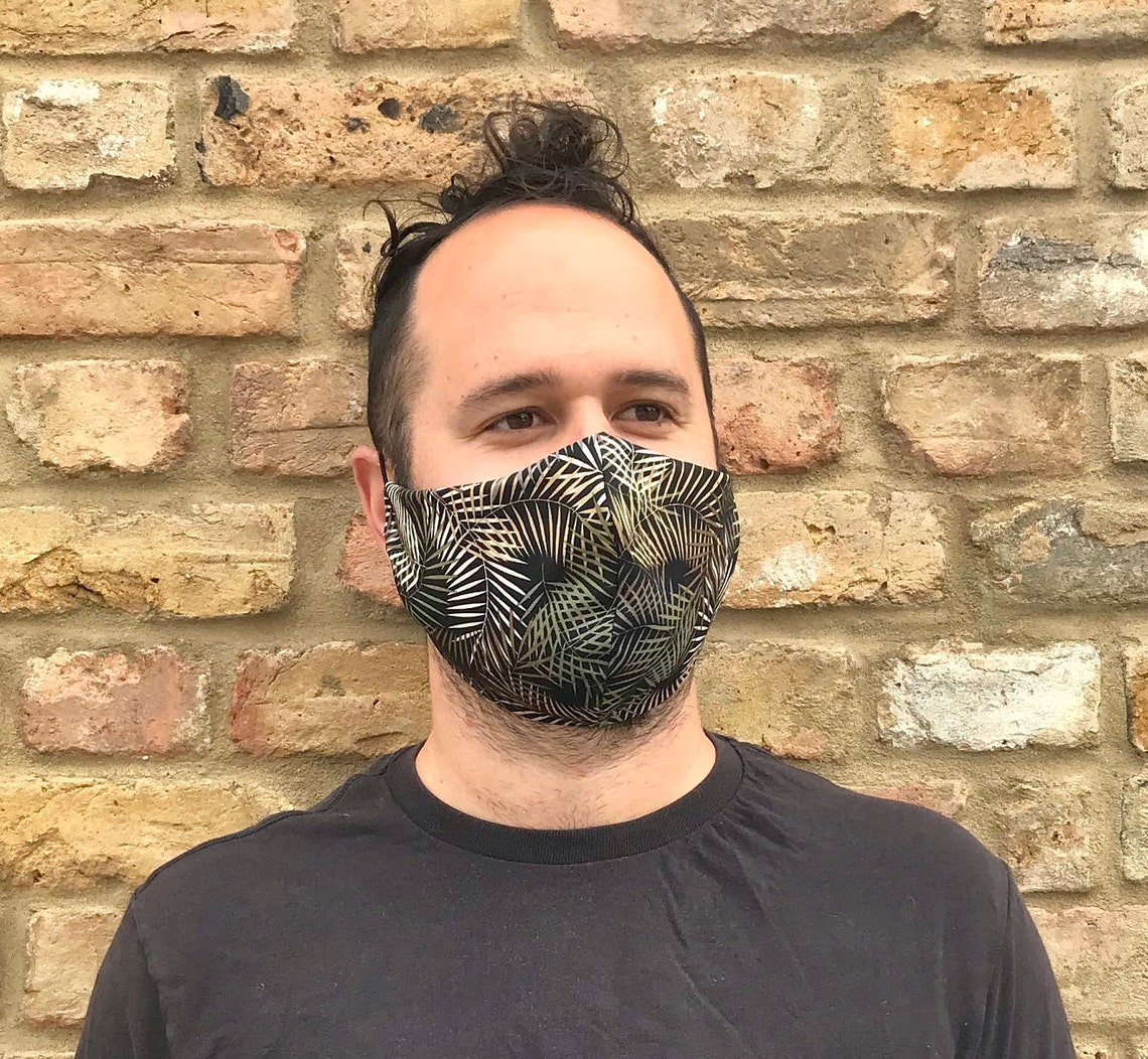 Black and Gold Leaf Face Mask Etsy