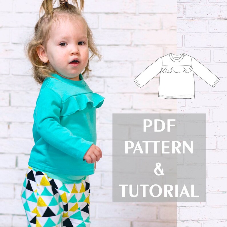 Sewing pattern PDF baby Sweatshirt ruffle and tutorial baby Etsy