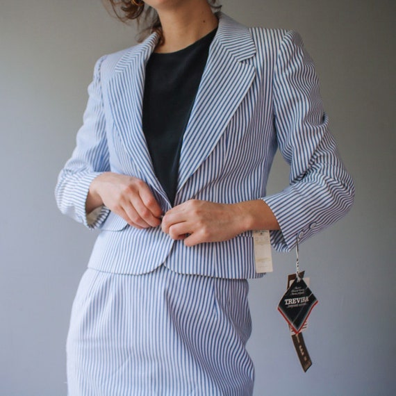 Vintage Deadstock Seersucker Pinstriped Two-Piece