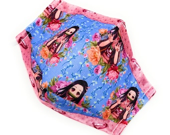 Nezuko Anime Slayer Face Mask | 3D Fit Triple Layer Cotton with Nose Clip