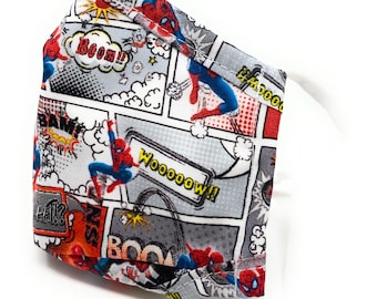 Super Hero Comic Book Face Mask: Adult & Kids, Triple Layer Cotton