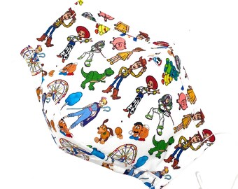 Toy Movie Character Face Mask: Adult Triple Layer Cotton with Filter Pocket