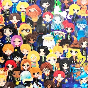 魔法使いのかわいい映画キャラクター生地パック ハリー ハーマイオニー ロン BTHY | 幅58インチ 100%コットン 軽量 140 gsm