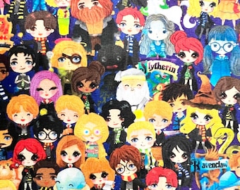 Kawaii Wizard Movie Character Fabric: Lightweight Cotton, 58" Wide | By The HALF YARD