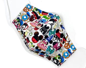 Mouse Ear Treats 3D Fitted Face Mask: Cotton, Filter Pocket, Nose Wire