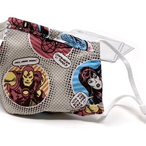 Super Hero Comic Cotton Face Mask: Adult & Kids, Filter Pocket