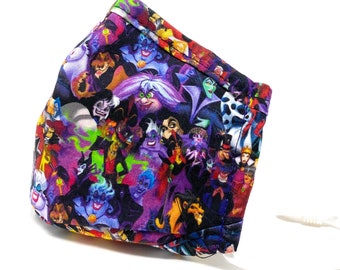 Theme Park Villains Face Mask: Triple Layer Cotton with Nose Wire