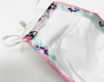 Máscara facial feminina inspirada em animes e mangás japoneses | Tripla camada de algodão | Feita à mão nos EUA