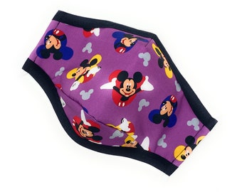Mickey Mouse Purple Face Mask: Kids & Adults, Filter Pocket, Nose Wire
