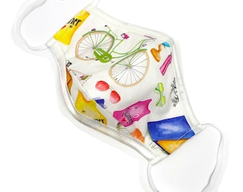 Summer Camp Adult Face Mask | 3D Fit, Triple Layer Cotton, Adjustable Nose Clip
