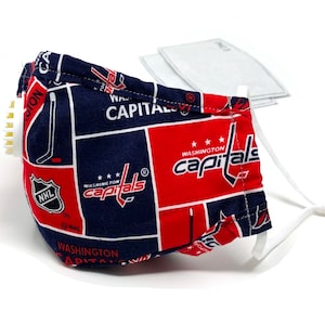 Washington Capitals Face Mask for Adults - Breathable - 3D Fit - Nose Wire Clip - Breathing Vent + 2 Filters Maskara by BengC JAC23WC1