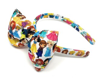 Prinsessenhoofdband: 4,5 inch gewatteerde strik, themapark vakantiecruise feestaccessoire