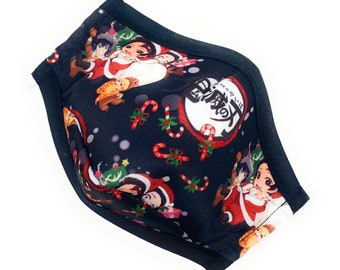 Christmas Anime Slayer Face Mask for Kids and Adults | Triple Layer Cotton