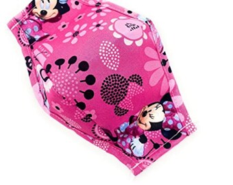 Minnie Mouse Pink Floral Face Mask: 3D Cotton Adult Mask