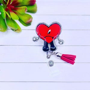 Bad conejo badge reel| bad bunny| heart badge reel| badge holder