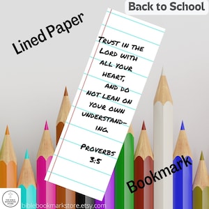 Laminado, nome, versículo bíblico, personalizável, personalizado de volta às aulas - marcador de papel pautado