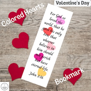 Laminiert, Name, Bibelvers, personalisierbar, benutzerdefinierter Valentinstag - farbige Herzen Lesezeichen