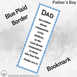 Laminado, Nome, Versículo Bíblico, Personalizável, Dia dos Pais Personalizado - Marcador de Borda Xadrez Azul