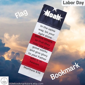 Laminado, Nome, Versículo Bíblico, Personalizável, Dia do Trabalho Personalizado - Marcador de Bandeira