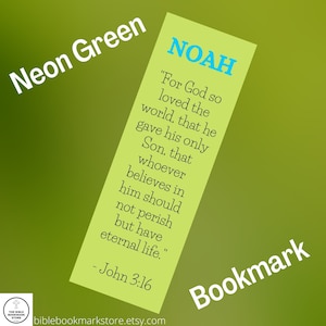 Laminado, Nombre, Versículo de la Biblia, Personalizable, Marcador verde neón personalizado