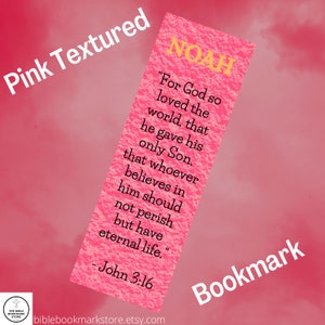 Laminado, nome, versículo bíblico, personalizável, marcador texturizado rosa personalizado