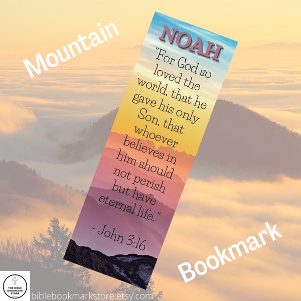 Laminated, Name, Bible Verse, Personalizable, Custom Mountain Bookmark