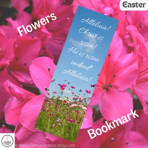 Laminiert, Bibel Vers Ostern - Blumen Lesezeichen