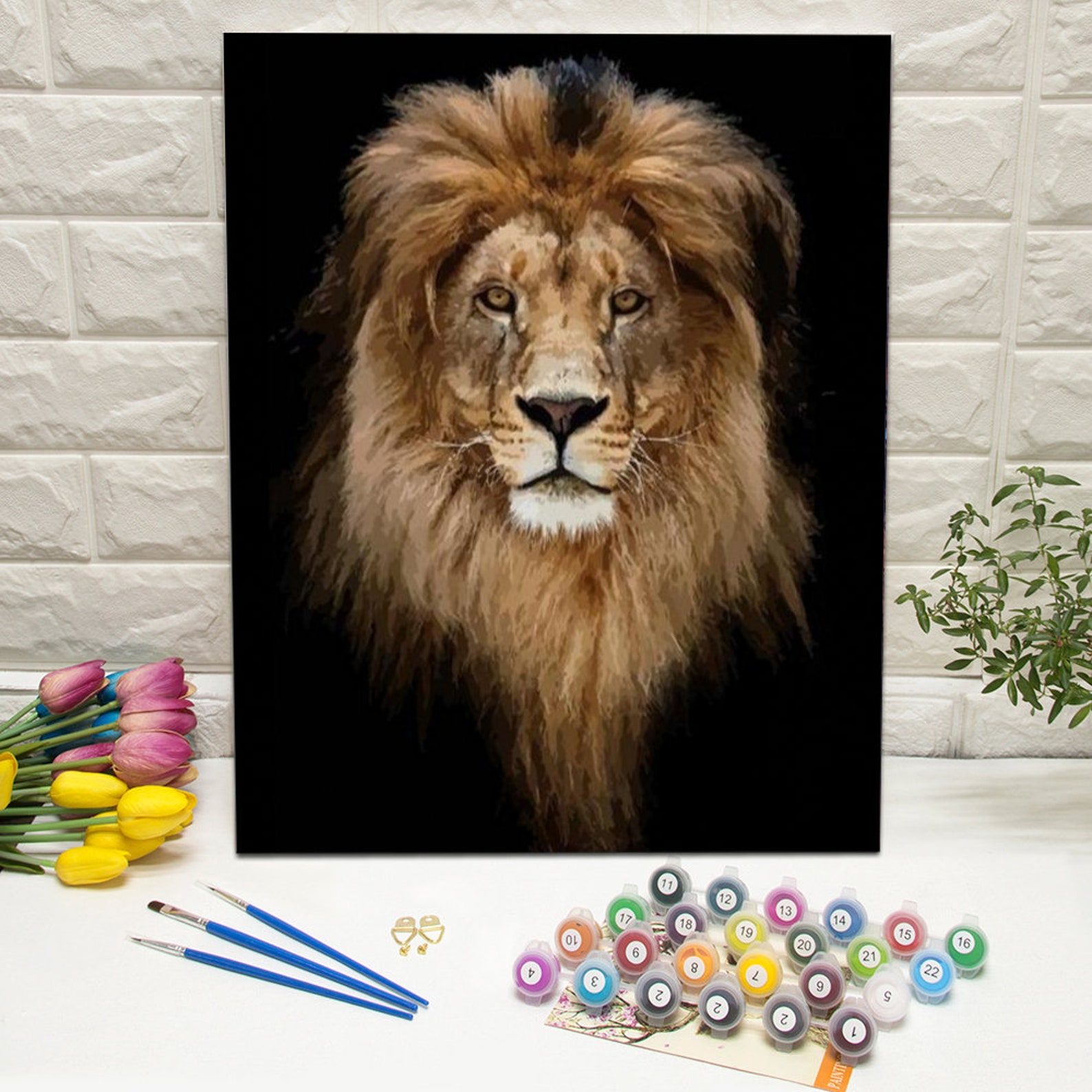 Painting Kit Paint by Numbers Kit Lion Bricolage No Framed Art Etsy