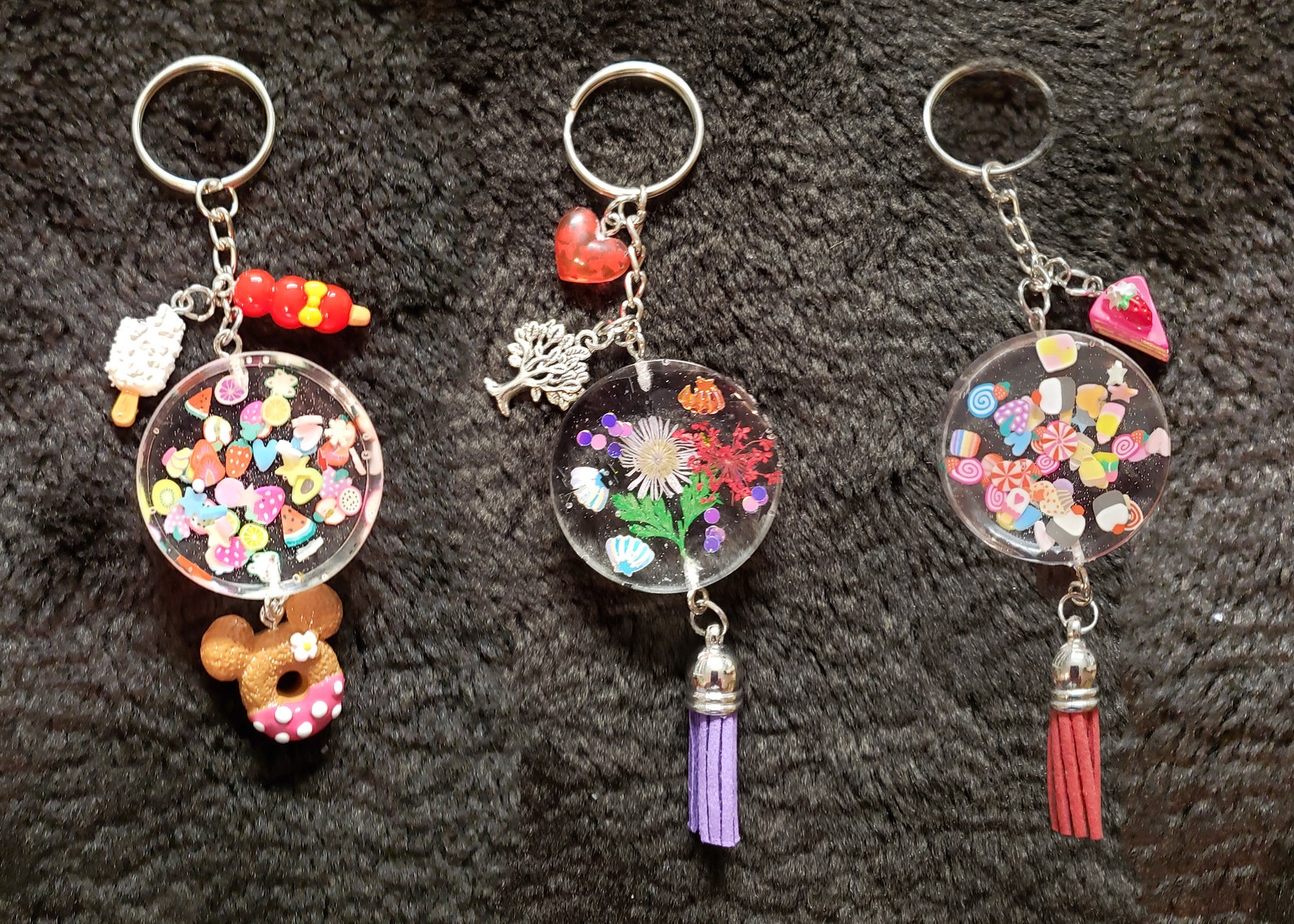 Clear Round Resin Charms Keychain Etsy