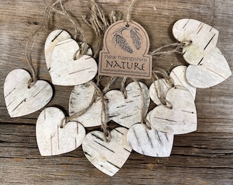 Mothers Day Gift, 12 Birch Bark Hearts, Gift Box and Tag, Love & Appreciation, Handmade in New Hampshire