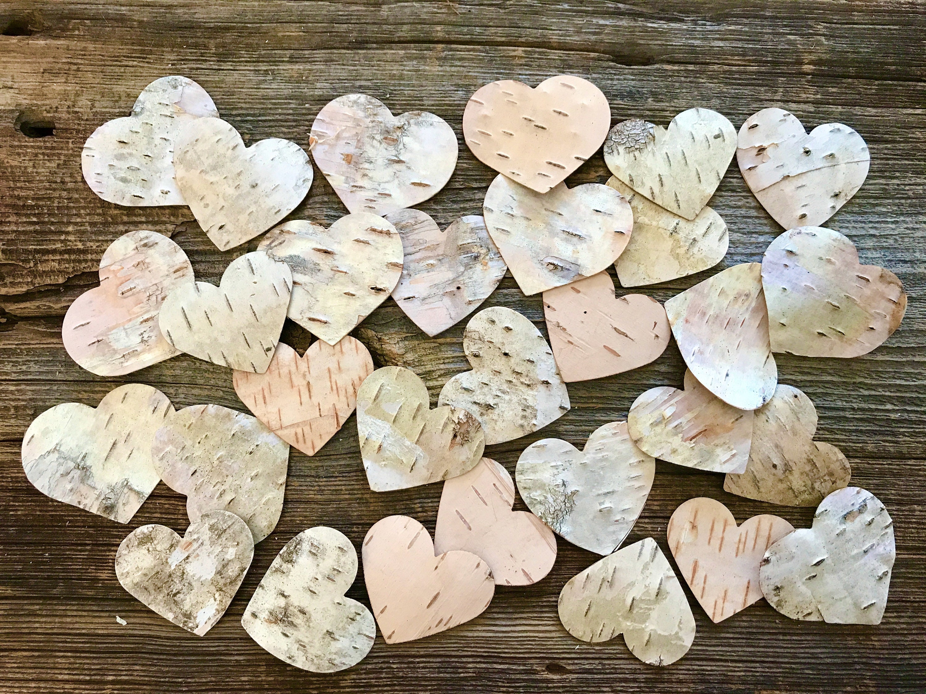 Box of 30 Natural Birch Bark Table Scatter Small Hearts Wedding & Entertainment 