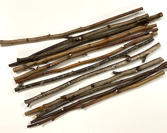 Bundle of Birch Sticks, 12 Sticks, 18" x 1/4"- 5/8", Rustic Decorating, Crafts, Bird Houses, Fairy Houses, Woodland Decor, #405