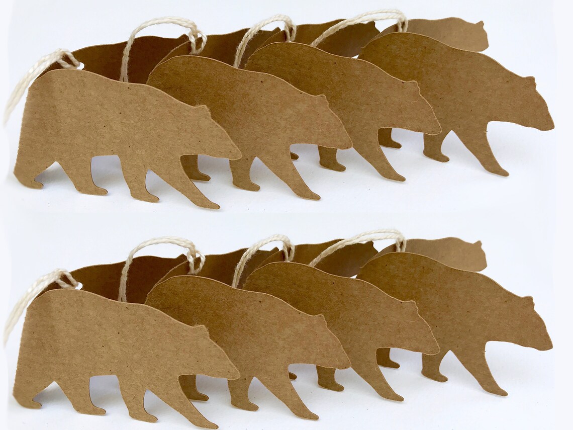 Bear Tags Bear Gift Tags Set of 8 Bear Favor Tags Kraft Etsy