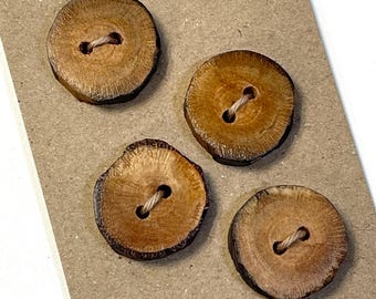 4 Beaver Stick Wood Buttons, 7/8