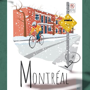 8x10 Quebec Poster, Illustration Montreal (Bike)