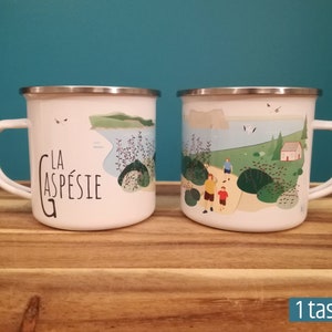 Enamel Mug,  Illustration La Gaspésie (Percé Rock)
