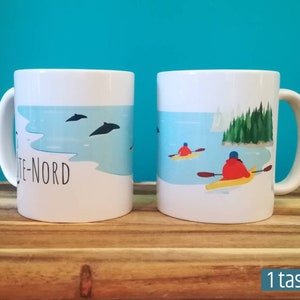 Ceramic Mug, Illustration La Côte-Nord (Kayak)