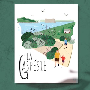 8x10'' Poster Quebec, Illustration La Gaspésie (Percé Rock)