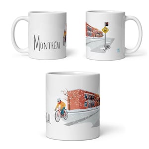 Ceramic Mug, Illustration Montréal (Bike)