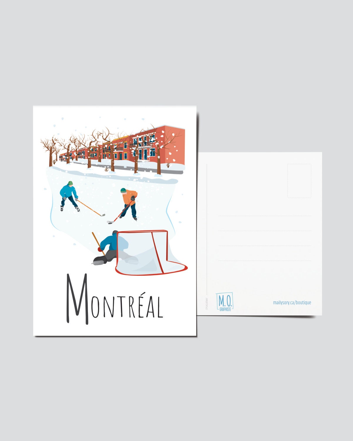 Quebec Postcard, Illustration Montréal (Hockey)