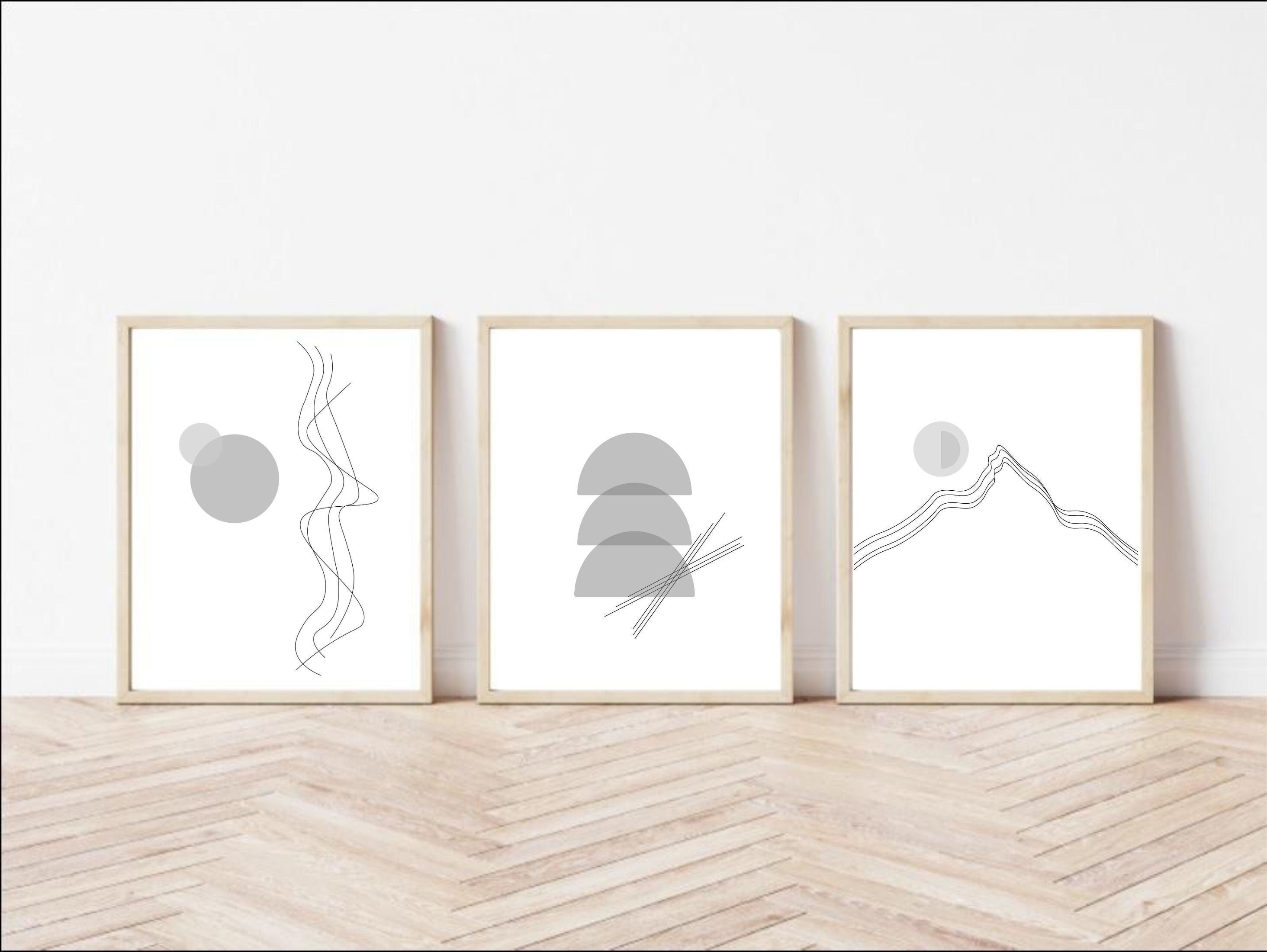 Minimalist Abstract Wall Art Decor Set of 3 Prints Neutral Etsy
