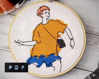 Anime Embroidery Cross Stitch pdf Pattern 5 Colors DMC