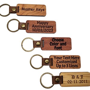 Custom Engraved Wooden Keychain, Personalized Gift for Christmas, Anniversary, Birthday, Corporate Giveaway, Stocking Stuffer, Car or Home
