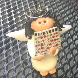 PERSONALIZED, CUSTOM, Bingo for Lynn, special order, Christmas, Christmas Gift, Xmas ornament, Clay Angel, Humor, Angel,