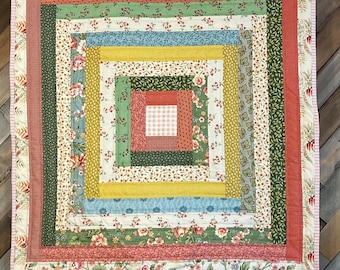 Square baby gender neutral quilt, wall hanging, table topper